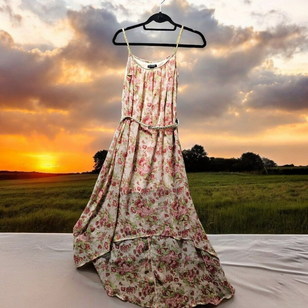 Slip Dress Small Floral Peach Cottage Overlay Fairy Boho Woodland Whimsical Y2K